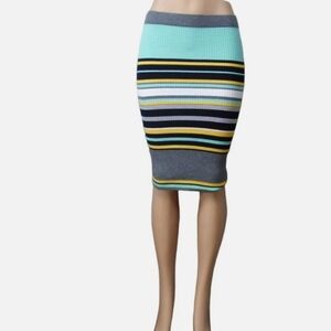 Striped Multicolor Knit Pencil Skirt,UNIQ,NWT,S/M